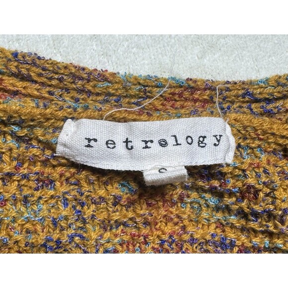 Retrology Sweater Womens Size S Cable knit Tunic Orange Teal Fall Goblincore - Picture 3 of 7